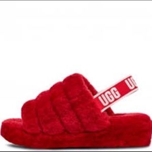Red UGG Fluff Yeah Slides